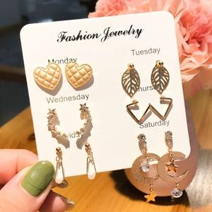 6 pieces of selected earrings one set